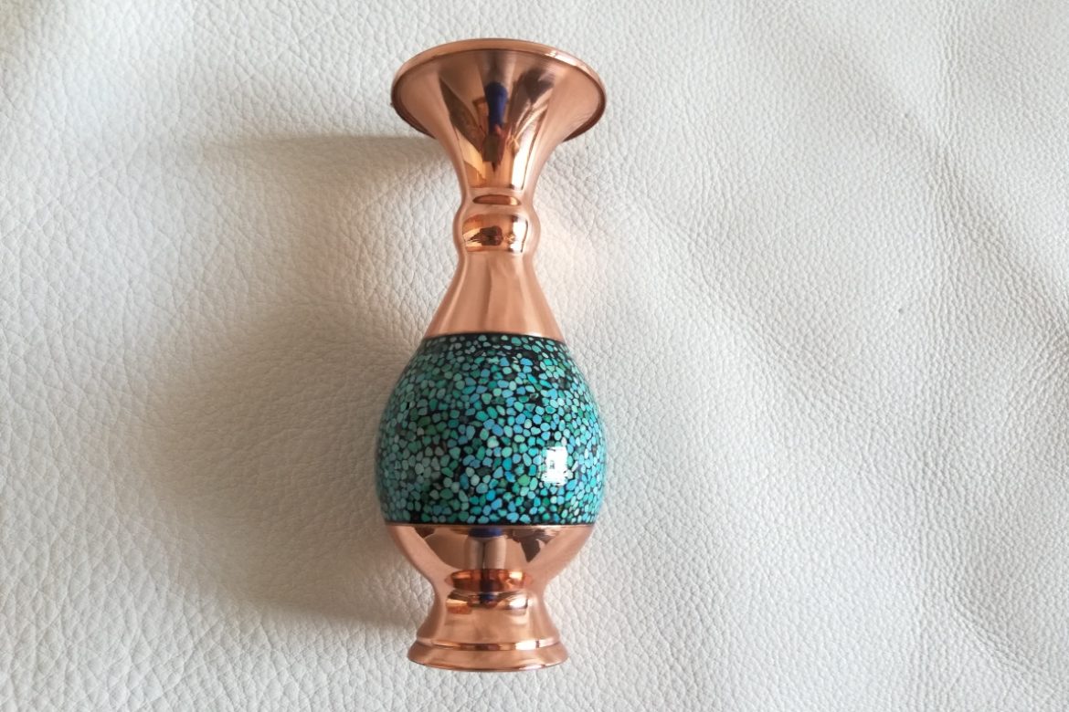 Petit vase cuivre et turquoise_Galerie Shirazi_Pau_C8SB