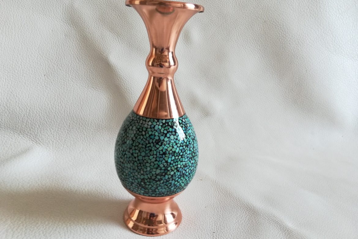 Vase moyen cuivre et turquoise_Galerie Shirazi_Pau_C6SB