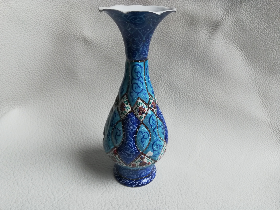 ANCIEN VASE Cuivre Émaillé Chine - Riziere -Paysage Montagne EUR 39,00 - FR